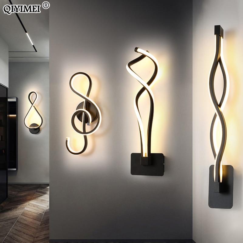 Greenfashionpool Modern Lighting White LED Wall Lights for Living Room Bedroom Contemporary Living Dining Room Indoor Dimmable Minimalist Wave Music Symbol Art Wall Lamp Fixture Aisle Lighting Decoration HL-002 Product Image Main