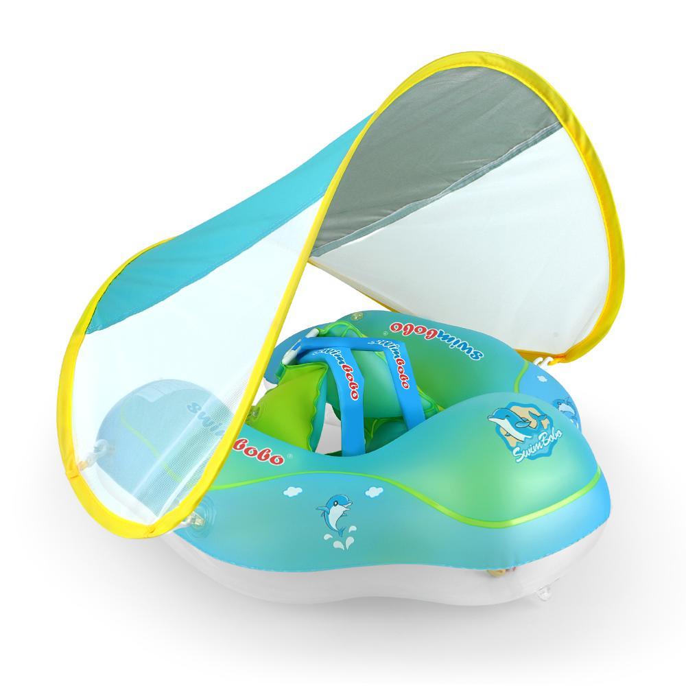 Greenfashionpool Baby Swimming Float Inflatable Infant Swim Pool Floating Ring New Upgrades with Sun Protection Canopy Swimming Pool Accessories for The Age of 3-72 Months PF-008 Product Image Main