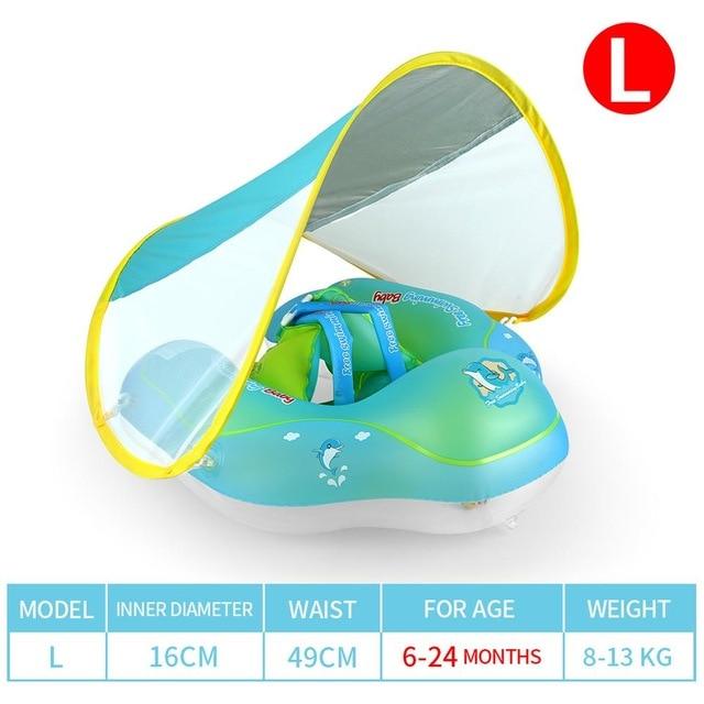 L Greenfashionpool Baby Swimming Float Inflatable Infant Swim Pool Floating Ring New Upgrades with Sun Protection Canopy Swimming Pool Accessories for The Age of 3-72 Months PF-008 Product Image