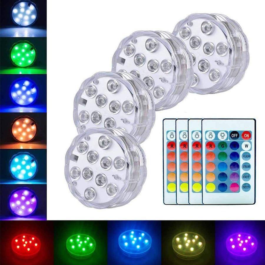 Greenfashionpool Pool Lights RGB Submersible LED Lights with Remote Color Changing, Waterproof RGB Lights for Party Glass Vase Halloween Christmas Decorations PL-005 Product Image Main