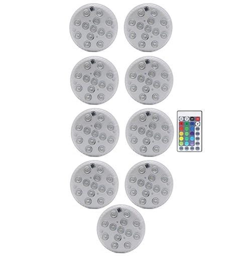 9pcs Greenfashionpool Pool Lights 2020 New 16 Colors Submersible Led Lights, IP68 Waterproof Night Light for Outdoor Pond Fountain, Garden, Vase, Fish tank, Party PL-011 Product Image