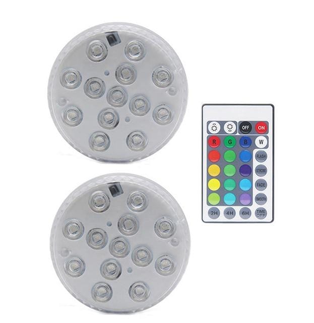 2pcs Greenfashionpool Pool Lights 2020 New 16 Colors Submersible Led Lights, IP68 Waterproof Night Light for Outdoor Pond Fountain, Garden, Vase, Fishtank, Party PL-011 Product Image