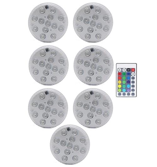 7pcs Greenfashionpool Pool Lights 2020 New 16 Colors Submersible Led Lights, IP68 Waterproof Night Light for Outdoor Pond Fountain, Garden, Vase, Fishtank, Party PL-011 Product Image